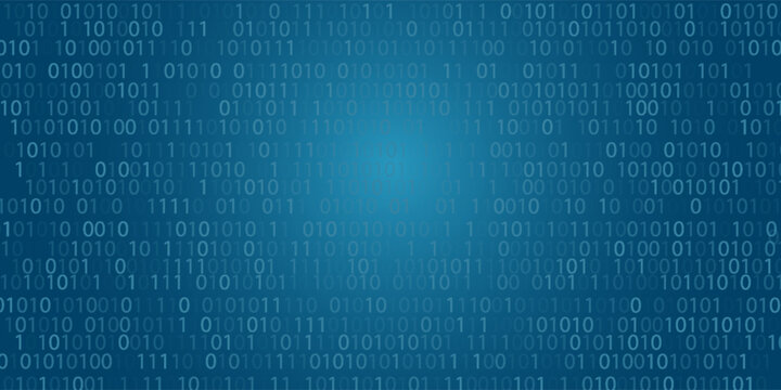 Gradient fall off binary code screen listing table cypher, blue vector background