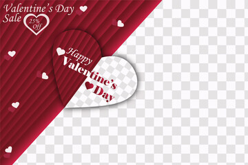 Happy Valentine&rsquo;s Day Sale Flyer Design with Hearts and Romantic Red Background