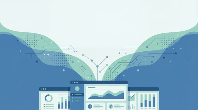 Data Analysis and Visualization: Abstract representation of data analysis and visualization. - Powered by Adobe