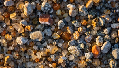 Diverse Sea Shells and Pebbles on Sandy Beach with Natural Beauty