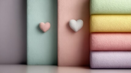 Valentine&rsquo;s Day rainbow bright set. Vector graphics. Layered rainbows, cloud hearts, sunshine, gradient pastel background. Inclusive love event flyer, promo, card.