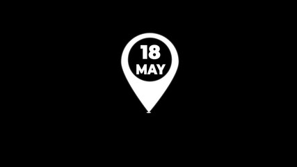 Date Marker Location Pin – may 18 Icon for Calendar & Map Apps