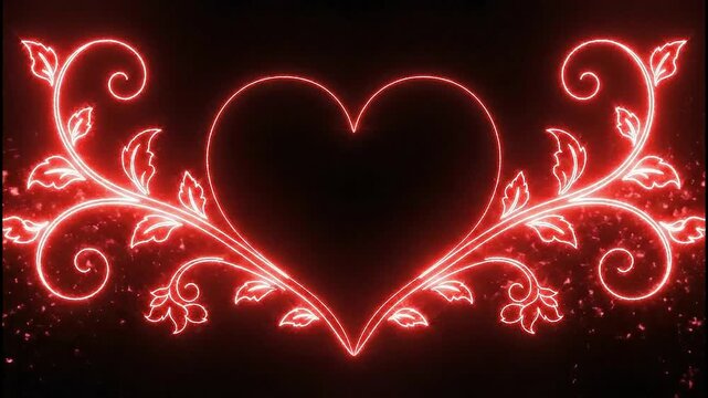 A glowing red neon outline forming the left half of a heart shape against a dark backdrop
