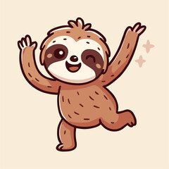 Obraz premium Happy Sloth Cartoon Mascot Character