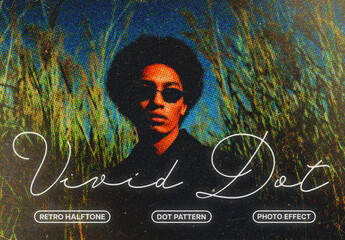 Vivid Dot Halftone Photo Effect Mockup