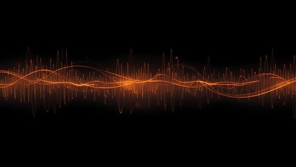 Vibrant orange waveform on black background, digital sound wave, audio signal, music technology