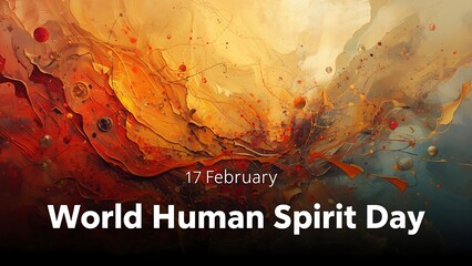 World Human Spirit Day abstract art with orange and yellow hues