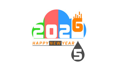 Happy new year 2026 with rainy cloud design