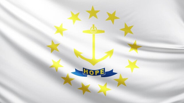 Rhode Island flag 4K video flag background texture, flag of Rhode Island waving in the wind, realistic american state flag video,USA, US patriotism