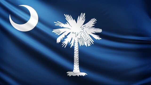 South Carolina flag 4K video flag background texture, flag of South Carolina waving in the wind, realistic american state flag video,USA, US patriotism