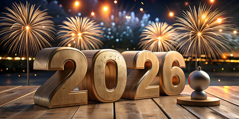 Radiant Welcome to 2026: A Night of Golden Fireworks and New Beginnings&rdquo;
