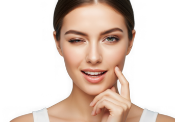 Woman face isolated on transparent background isolated on transparent background