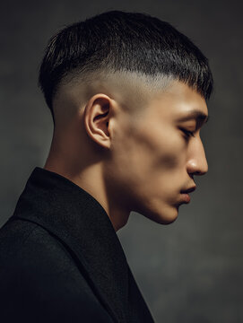 Fashionable Korean Man Profile with Trendy Crop Cut and Fade