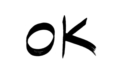 Black marker or pencil Ok word mark, vector hand drawn approved lettering