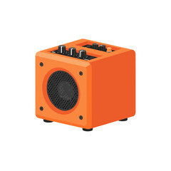 Fototapeta premium Orange Cube Amplifier for Guitar, Isometric View
