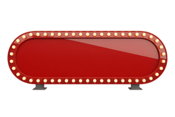 Shining retro oval marquee sign with glowing light bulbs and metallic legs, ideal for entertainment venues and vintage signage displays.
