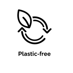 Plastic-free icon with leaf and recycling symbol for sustainable living and eco-awareness