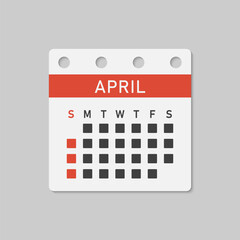 Vector template icon page calendar, month April