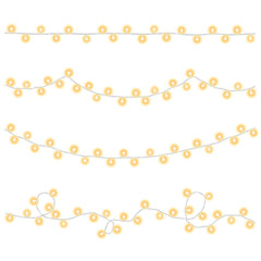 Set of yellow Christmas garlands on a transparent background. Garland in PNG format
