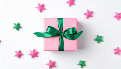 Pink Gift Box with Green Ribbon