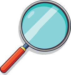 Magnifying Glass with Subtle Lens Distortion for Close-Up Observation, Reading, and Detail Examination Vector Illustration