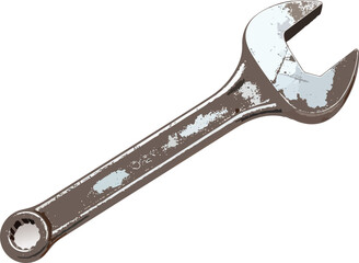 Heavy Duty Plumber&rsquo;s Wrench with Realistic Worn Metal Texture for Industrial Repair, Maintenance and Professional Tool Concepts Vector Illustration