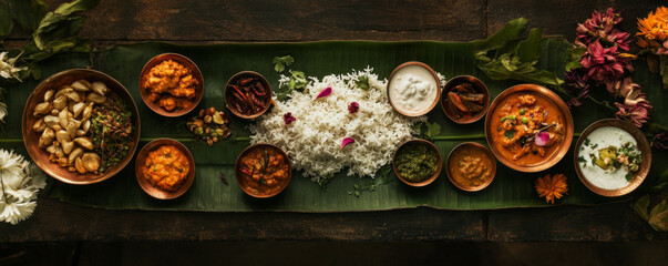 Authentic South Indian Festive Meal on Banana Leaf