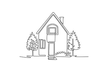 cute scandinavian cards houses. Cute House and Building concept. Single line draw design. Vector graphic illustration