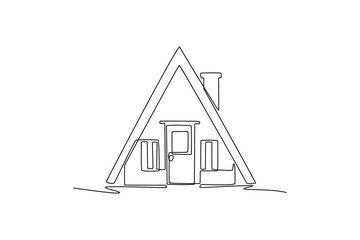 cute tiny houses. minimal suburban residential building. Cute House and Building concept. Single line draw design. Vector graphic illustration