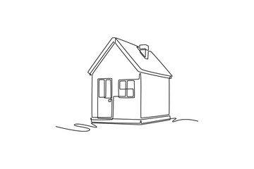 minimal cute house. Cute House and Building concept. Single line draw design. Vector graphic illustration