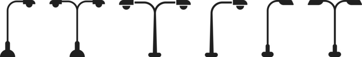 Street light icon. Urban lamp post symbols. Public lighting graphic design. Street lamp icon. Illumination and park light sign