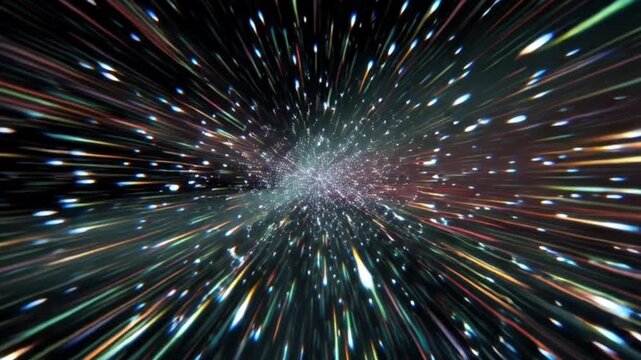 Warp Speed Journey Through the Universe, Racing Across Stars and Galaxies at Light Speed, Creating a Thrilling Sci-Fi Experience of Hyperspace Travel, Cosmic Motion, and Interstellar Adventure