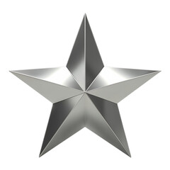 Fototapeta premium Realistic 3d rendered metallic silver star emblem with reflective surfaces and sharp points transparent background
