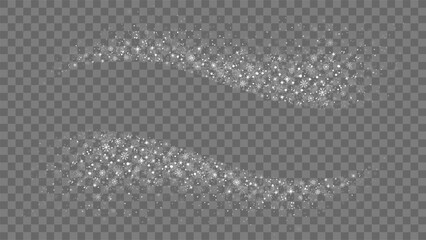 Winter snowflakes wave winter swirl banner with stars, snowflakes, snow and place for text