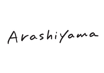 手書き風筆記体で書かれた『Arashiyama』の英字デザイン文字｜嵐山, 日本語表記, 英字, 筆記体, 手書き