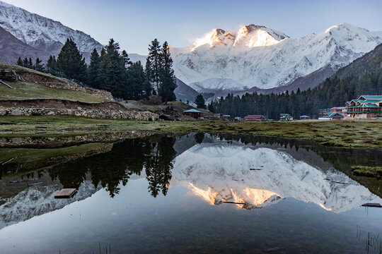 View of Nanga Parbat mountain from Fairy Meadows in the Gilgit-Baltistan region in Pakistan