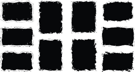 Box brush stroke frames line, Text box outline frame, Grunge paint brush square shapes in Hand-drawn style set, Brush borders Vector illustration