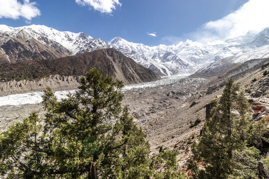 Rakhiot glacier under Nanga Parbat mountain in Gilgit-Baltistan region in Pakistan