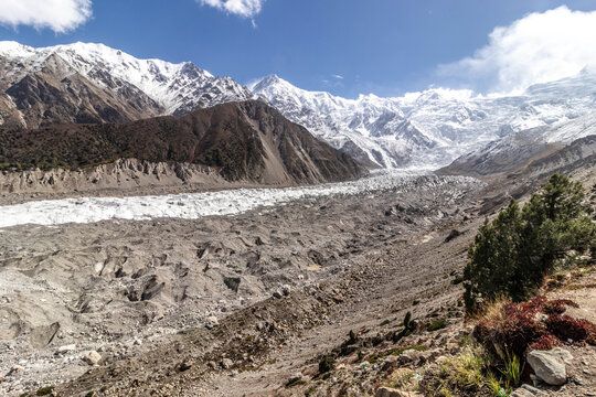 Rakhiot glacier under Nanga Parbat mountain in Gilgit-Baltistan region in Pakistan