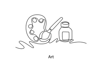 Art. School Subject concept. Single line draw design. Vector graphic illustration