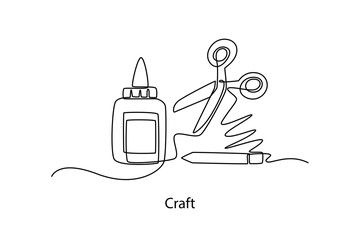Craft. School Subject concept. Single line draw design. Vector graphic illustration