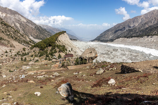 Glacier viewpoint cottages under Nanga Parbat mountain in Gilgit-Baltistan region in Pakistan