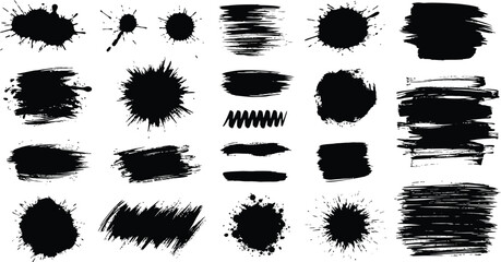 Box brush stroke frames line, Text box outline frame, Grunge paint brush square shapes in Hand-drawn style set, Brush borders Vector illustration