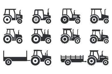 Naklejka premium Collection of different types of tractors illustration