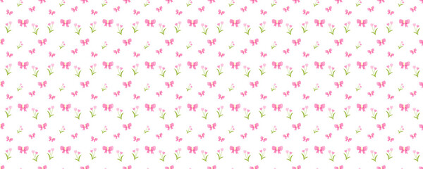 Cute Pink Flower Seamless Pattern - 1