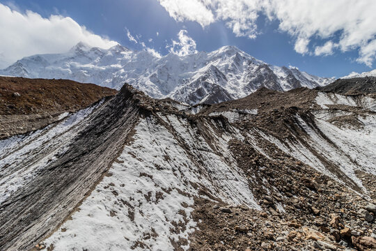 Ganalo glacier under Nanga Parbat mountain in Gilgit-Baltistan region in Pakistan
