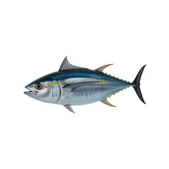 Fototapeta premium Yellowfin tuna fish swimming isolated on transparent background
