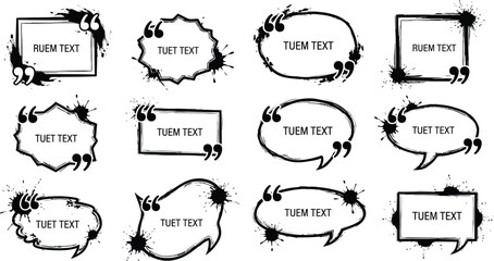 Collection of hand drawn speech bubbles and thought bubbles in various shapes and styles