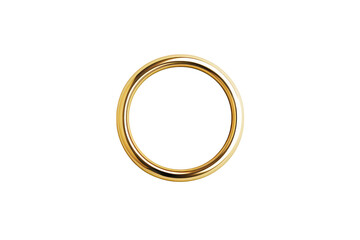 A close-up view of a polished gold ring resting on a smooth white surface. highlighting its gleaming finish and elegant design. suitable for jewelry advertisements or lifestyle magazines