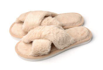 Pair of fluffy slippers